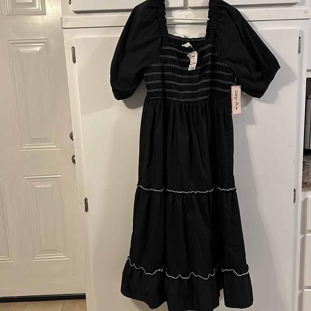 Black Midi dress with square neck